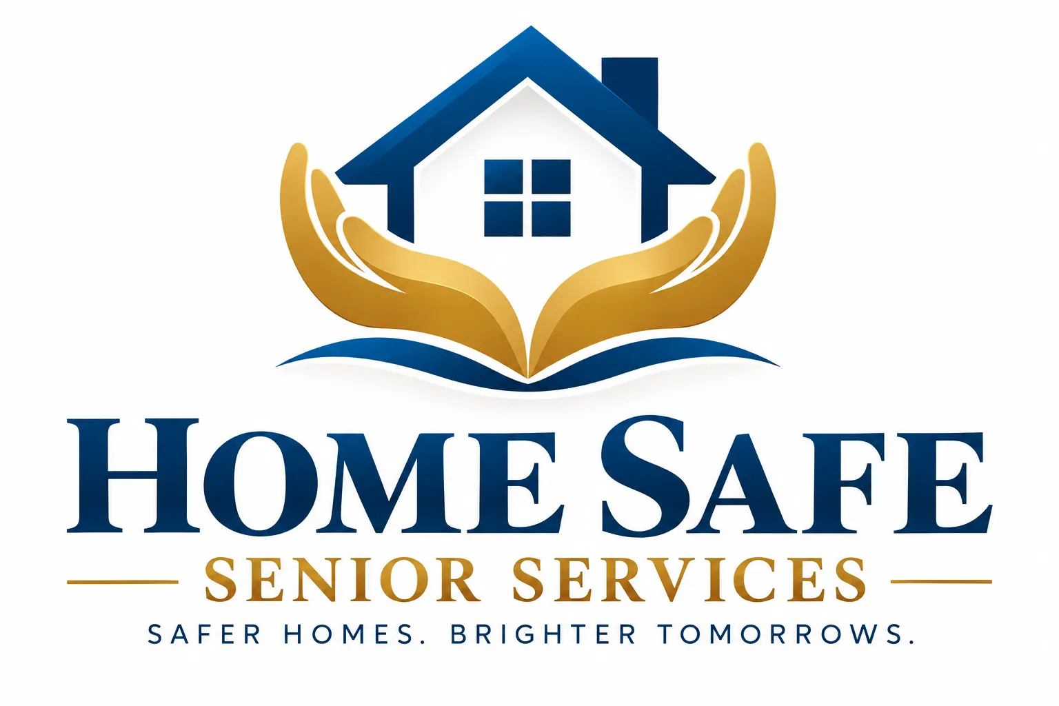 Homesafe Senior Services logo — house cradled by protective hands
